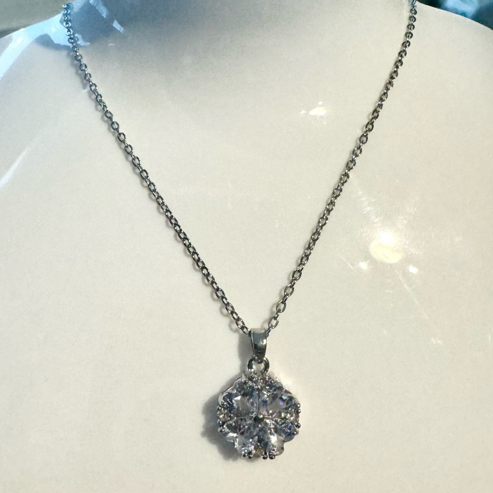 Crystal Circle Flower Pendant Made with Authentic Swarovski Crystals